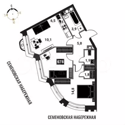 3-к. квартира, 57,4 м, 14/28 эт. - Фото 0