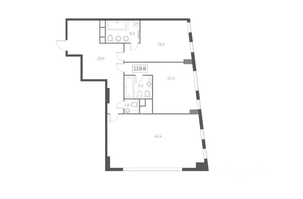 3-к кв. Москва Мытная ул., 40к2 (120.0 м) - Фото 2