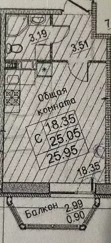 Квартира-студия, 25,1 м, 8/12 эт. - Фото 0