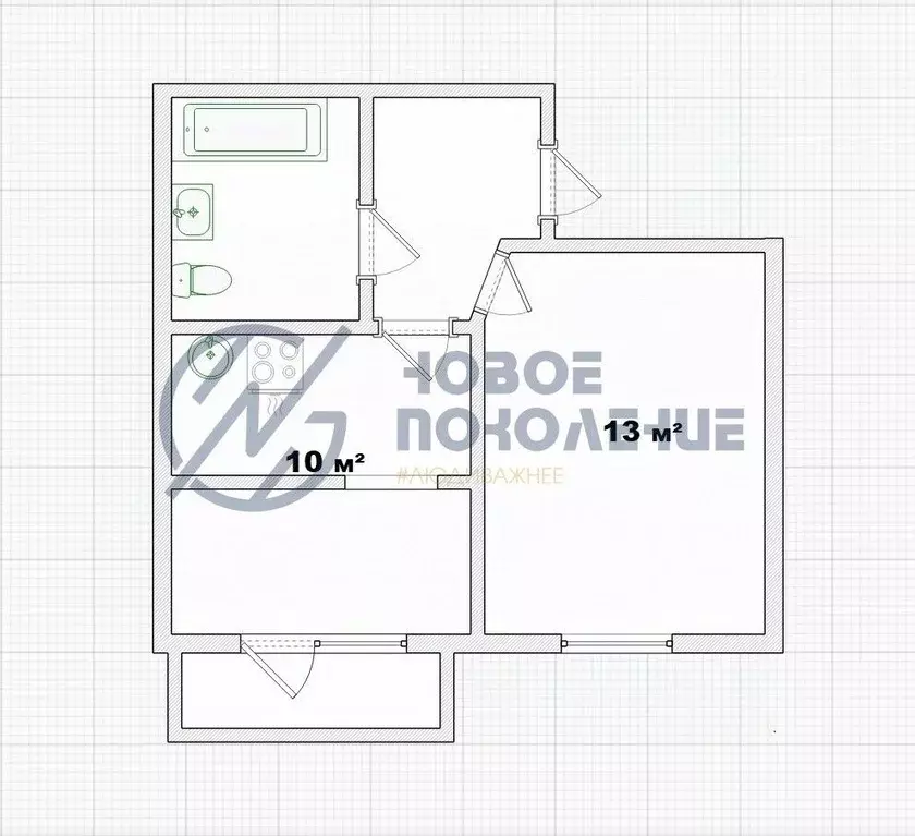 1-к кв. омская область, омск ул. 2-я учхозная, 4к1 (30.5 м) - Фото 1