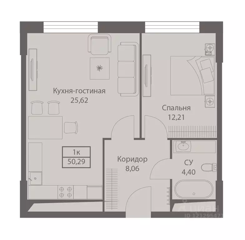 1-к кв. Москва ул. Академика Ильюшина, 21 (50.29 м) - Фото 0