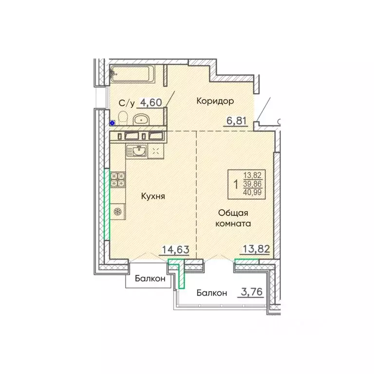 1-к кв. Бурятия, Улан-Удэ Энергетик мкр,  (40.99 м) - Фото 1