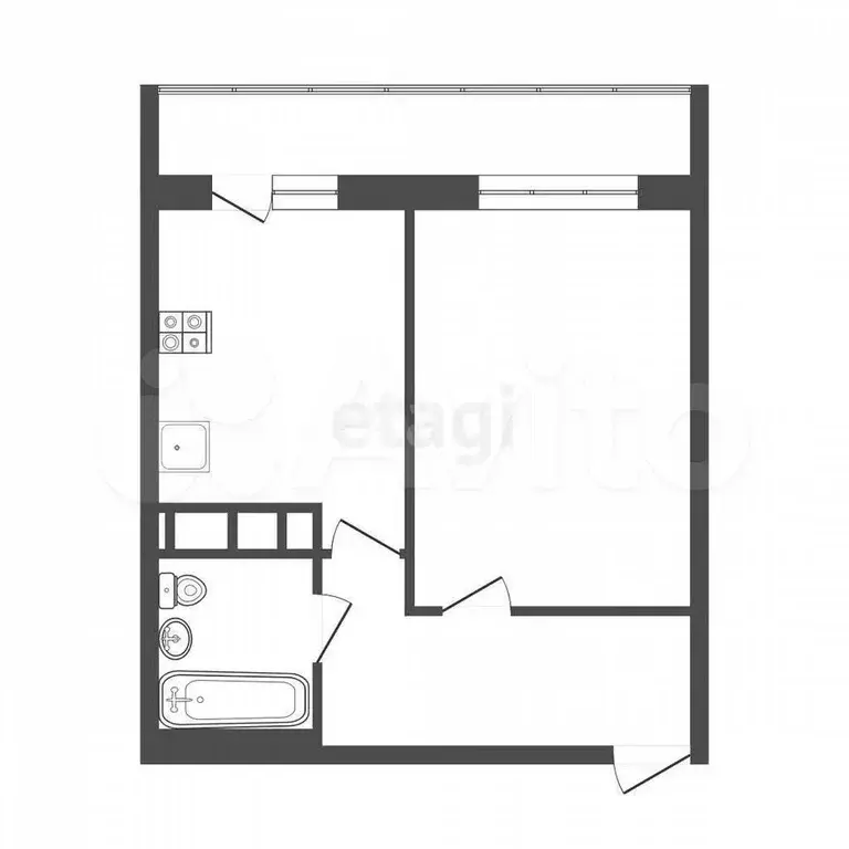 Квартира-студия, 34,9 м, 5/5 эт. - Фото 0