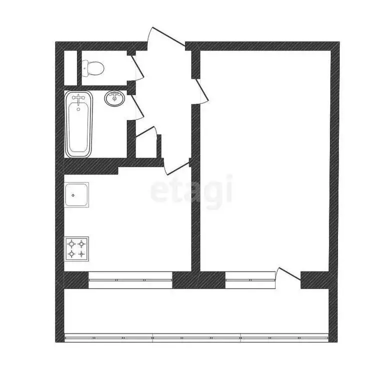 1-комнатная квартира: Шебекино, Железнодорожная улица, 5 (39.7 м) - Фото 0
