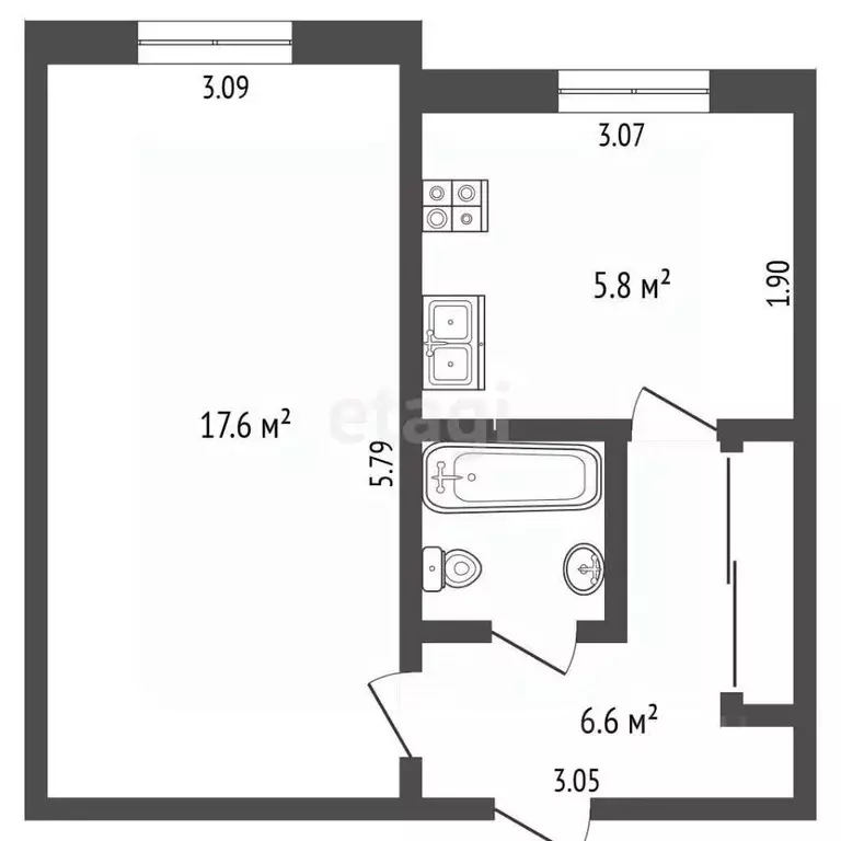 1-к кв. Крым, Щелкино Ленинский район, 2-й мкр, 78В3 (32.8 м) - Фото 2