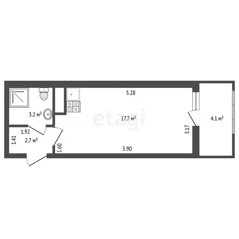 Квартира-студия: Санкт-Петербург, Дальневосточный проспект, 23 (23.6 ... - Фото 1