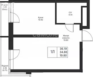 1-комнатная квартира: Казань, улица Назиба Жиганова, 4 (36 м) - Фото 2