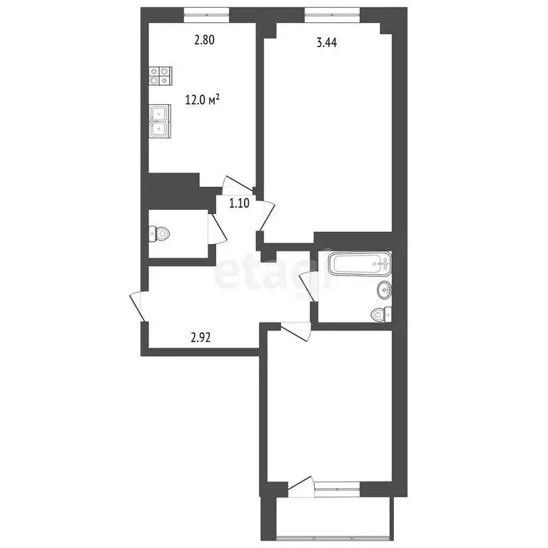 2-комнатная квартира: Омск, улица Кирова, 51к1 (61.7 м) - Фото 1