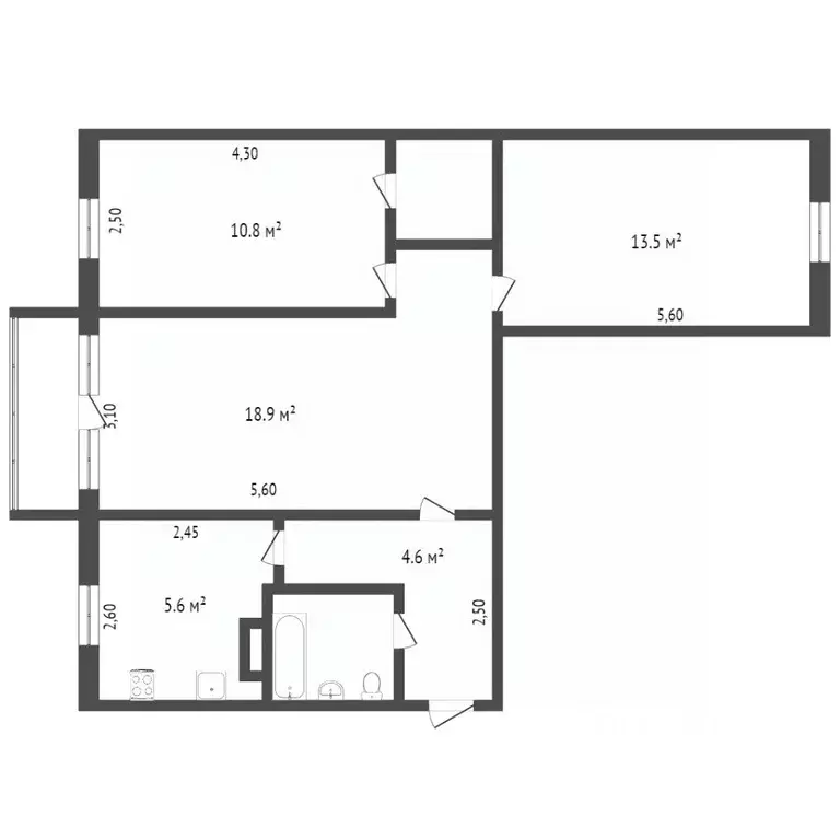 3-к кв. Коми, Сыктывкар Сысольское ш., 10 (57.6 м) - Фото 1