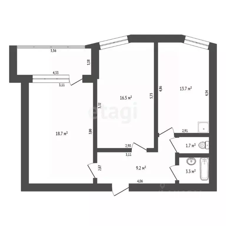 2-к кв. Амурская область, Благовещенск ул. Пушкина, 47 (64.0 м) - Фото 1
