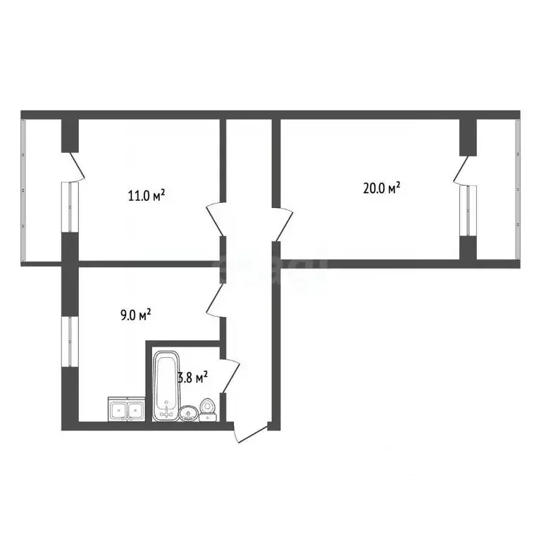 2-к кв. Севастополь ул. Харьковская, 31 (57.4 м) - Фото 1
