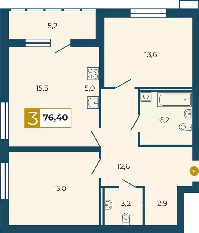 3-к кв. Свердловская область, Екатеринбург ул. Татищева (74.7 м) - Фото 1