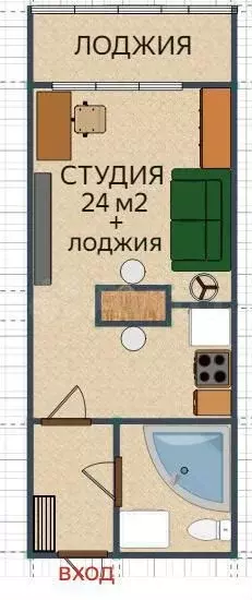 Квартира-студия, 24 м, 15/15 эт. - Фото 0