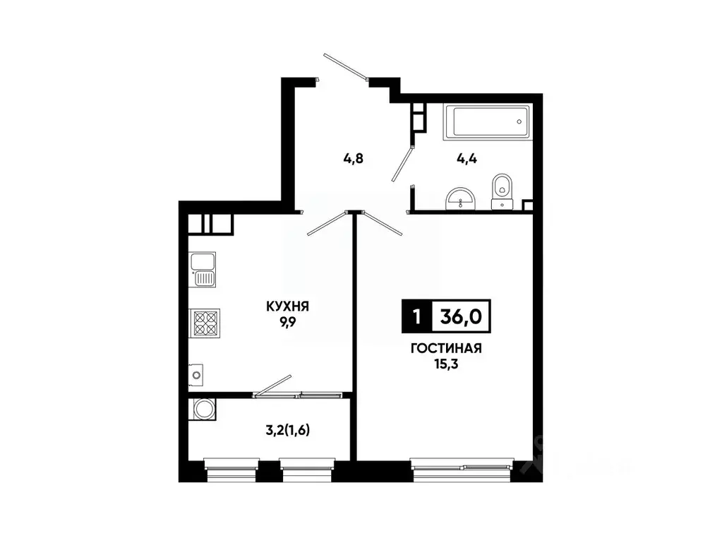 1-к кв. Ставропольский край, Ставрополь ул. Доваторцев, 179Гк1 (36.0 ... - Фото 1