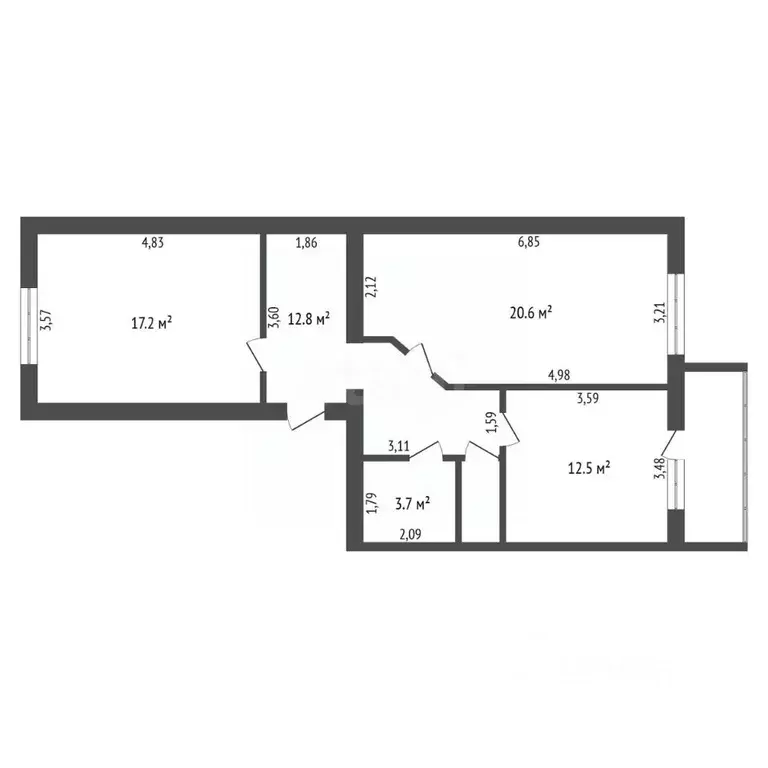 2-к кв. Амурская область, Благовещенск ул. Строителей, 70 (68.7 м) - Фото 1
