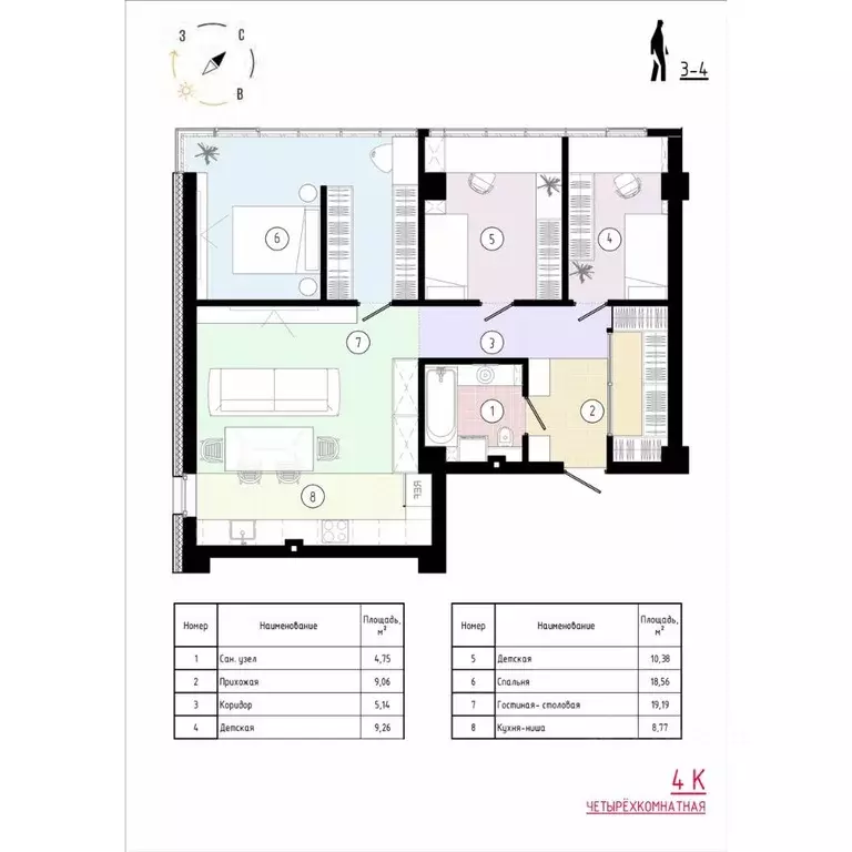 4-к кв. Приморский край, Владивосток Острогорный жилой комплекс (87.92 ... - Фото 1