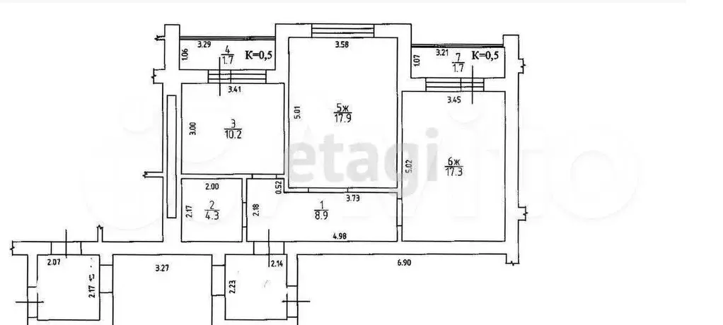 2-к. квартира, 62 м, 5/5 эт. - Фото 0