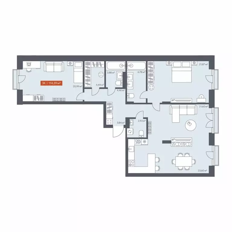 3-комнатная квартира: Томск, Красноармейская улица, 144 (114.39 м) - Фото 1