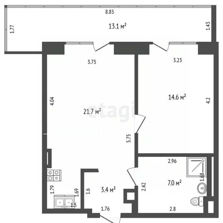 2-к кв. Челябинская область, Миасский городской округ, с. Сыростан ул. ... - Фото 1