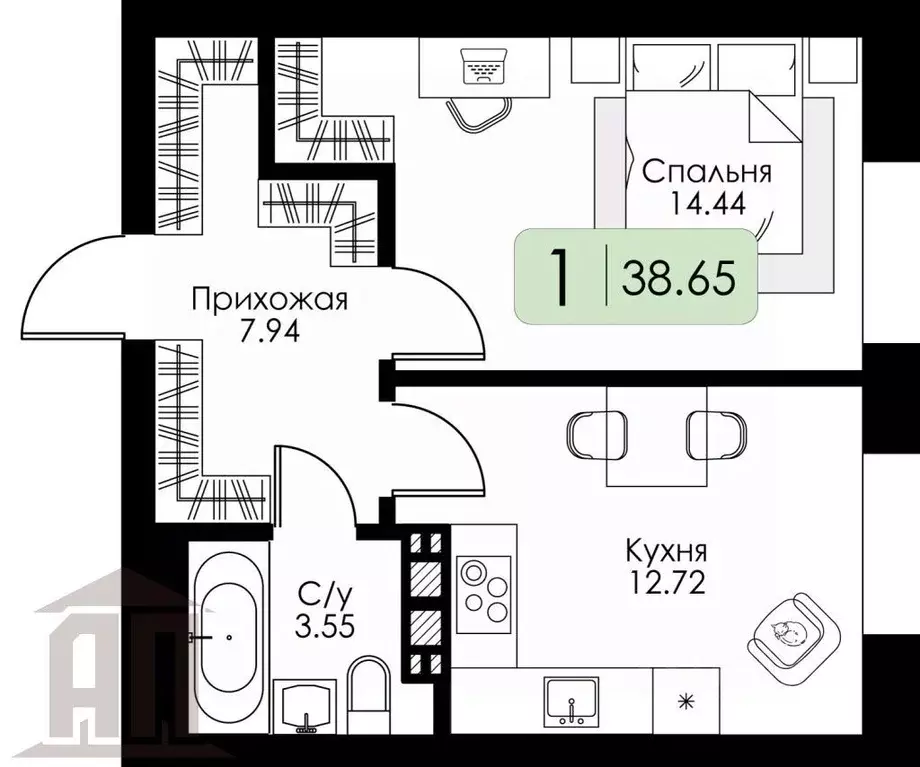 1-к кв. Тверская область, Тверь ул. Коминтерна, 95К (39.0 м) - Фото 1