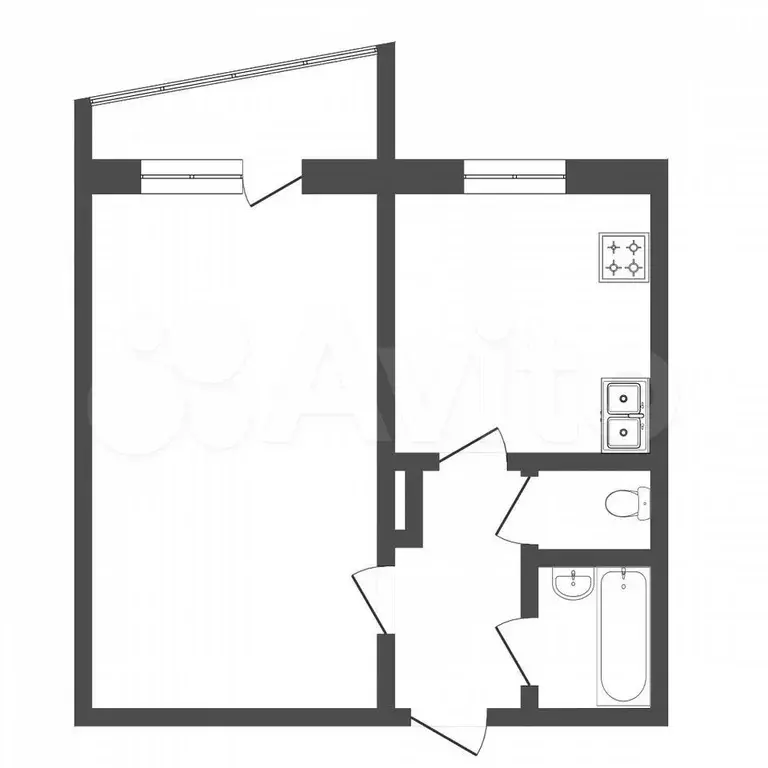 1-к. квартира, 33,7 м, 1/9 эт. - Фото 0