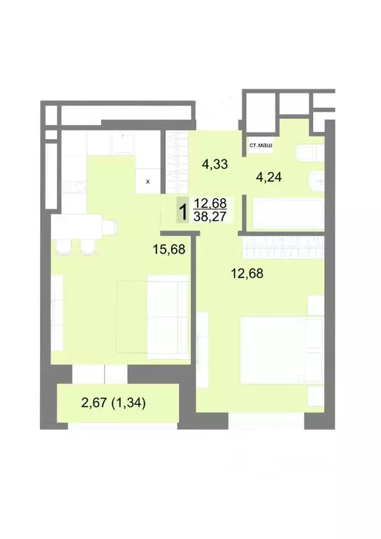 1-к кв. Свердловская область, Екатеринбург ул. Тенистая, 8с5 (38.27 м) - Фото 0