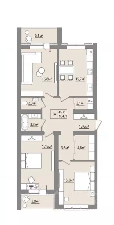 3-к кв. Воронежская область, Рамонский район, с. Ямное ул. Графа ... - Фото 1