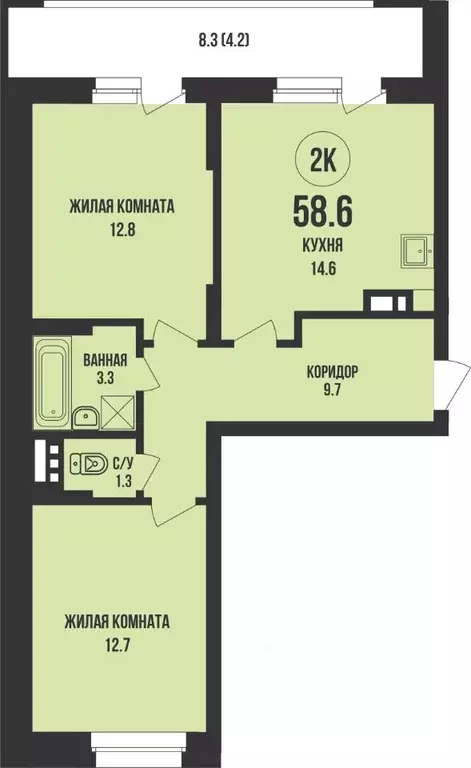 2-к кв. Новосибирская область, Новосибирск ул. Имени генерал-майора ... - Фото 1