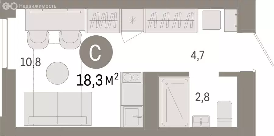 Квартира-студия: Екатеринбург, улица Гастелло, 19А (18.31 м) - Фото 1