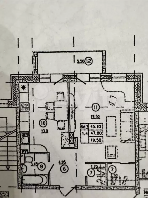 1-к. квартира, 45м, 2/3эт. - Фото 1