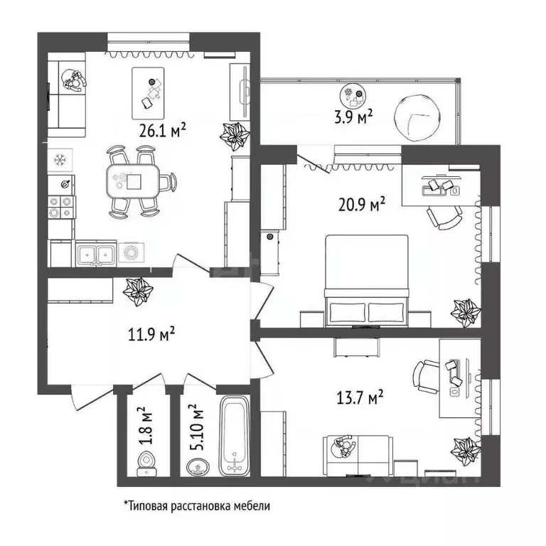 2-к кв. Тюменская область, Тюмень Метелева мкр, ул. Метелевская, 2 ... - Фото 1