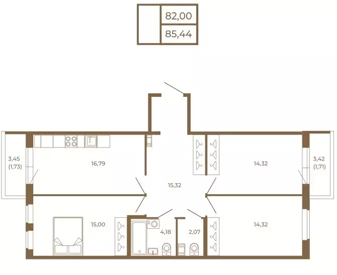 3-комнатная квартира: Сертолово, ЖК Новая История (85.44 м) - Фото 1