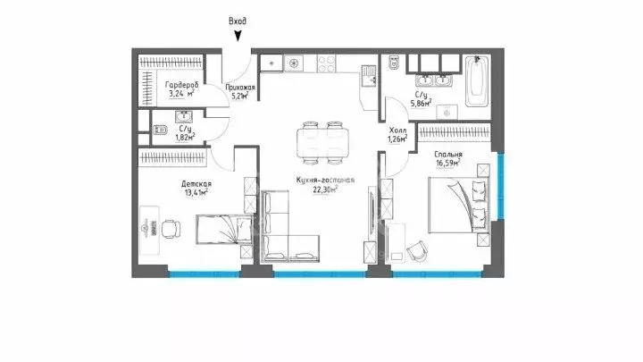 3-комнатная квартира: Москва, Шмитовский проезд, 39с5 (70.71 м) - Фото 1