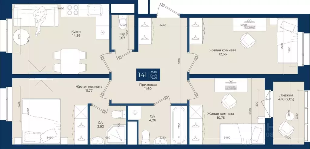 3-к кв. Ленинградская область, Ломоносовский район, Аннинское ... - Фото 1