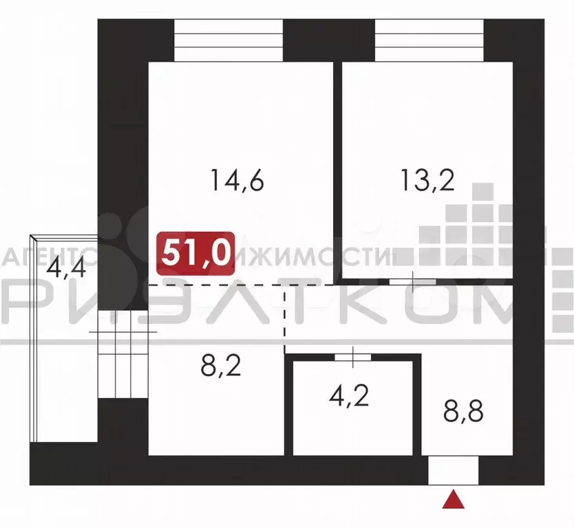 2-к. квартира, 51,1 м, 3/9 эт. - Фото 0