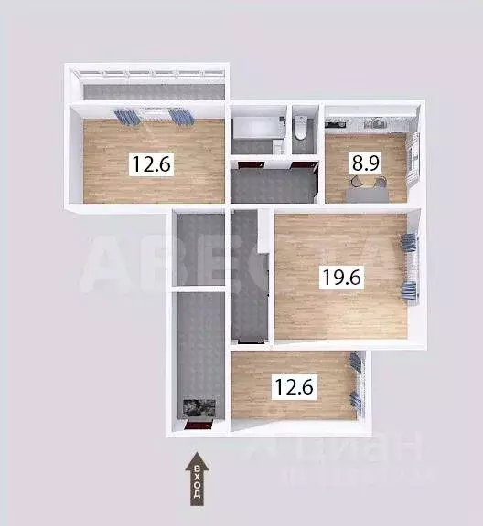 3-к кв. Омская область, Омск ул. 3-я Молодежная, 47 (76.3 м) - Фото 1