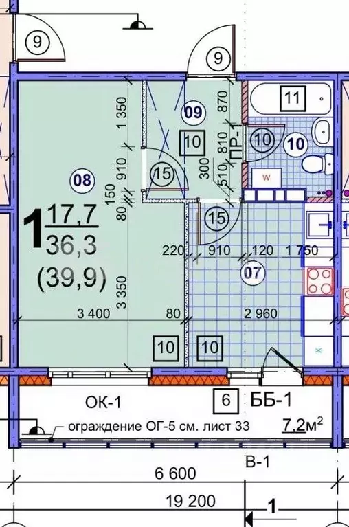 1-к кв. Новосибирская область, Новосибирск ул. Ясный Берег, 4 (36.2 м) - Фото 1
