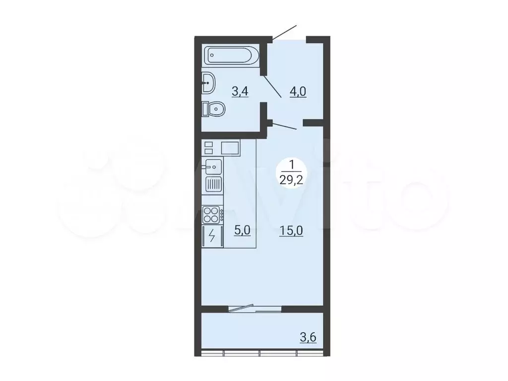 Квартира-студия, 29,2 м, 10/25 эт. - Фото 0