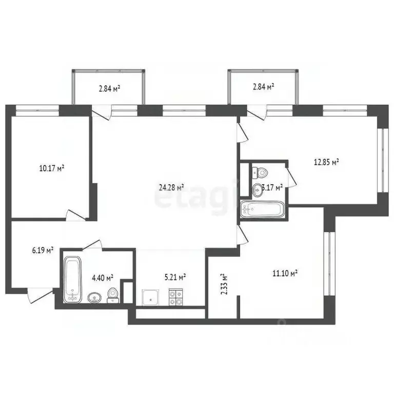3-к кв. Тюменская область, Тюмень ул. Андрея Кореневского, 5 (85.38 м) - Фото 1
