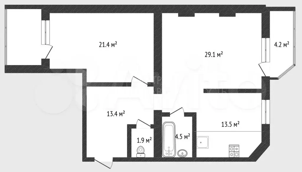 2-к. квартира, 84 м, 2/9 эт. - Фото 0