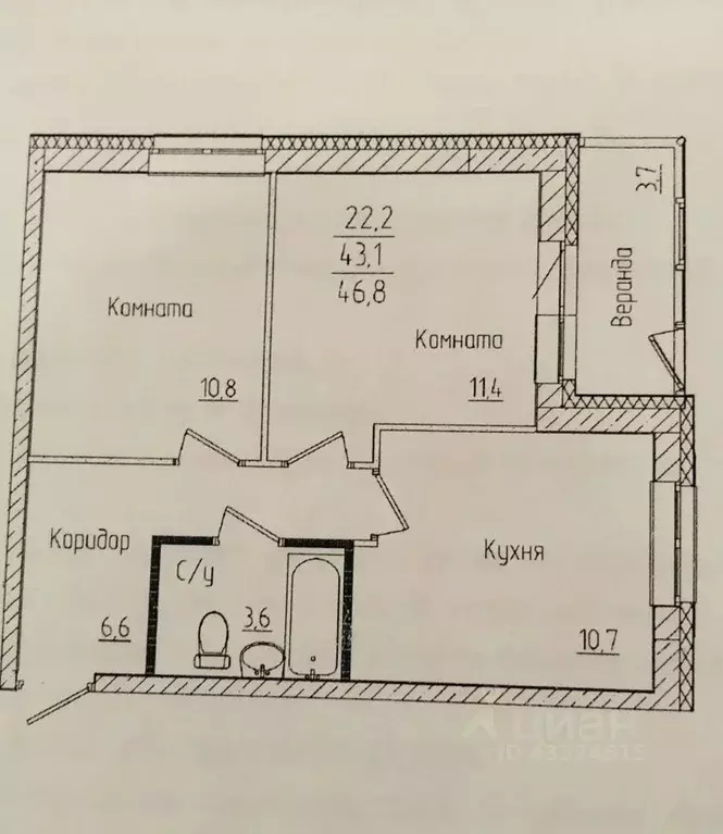2-к кв. Пермский край, Пермь ул. Солдатова, 30Б (43.1 м) - Фото 2