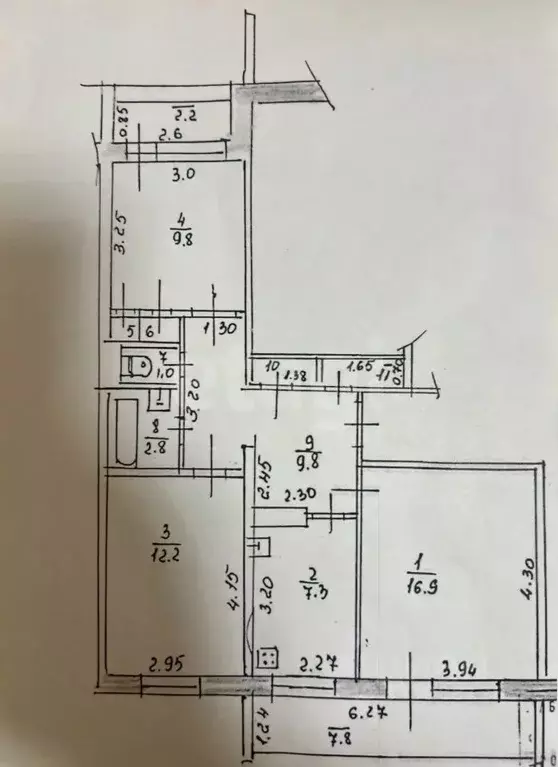 3-к кв. Татарстан, Казань ул. Сафиуллина, 50 (62.3 м) - Фото 2