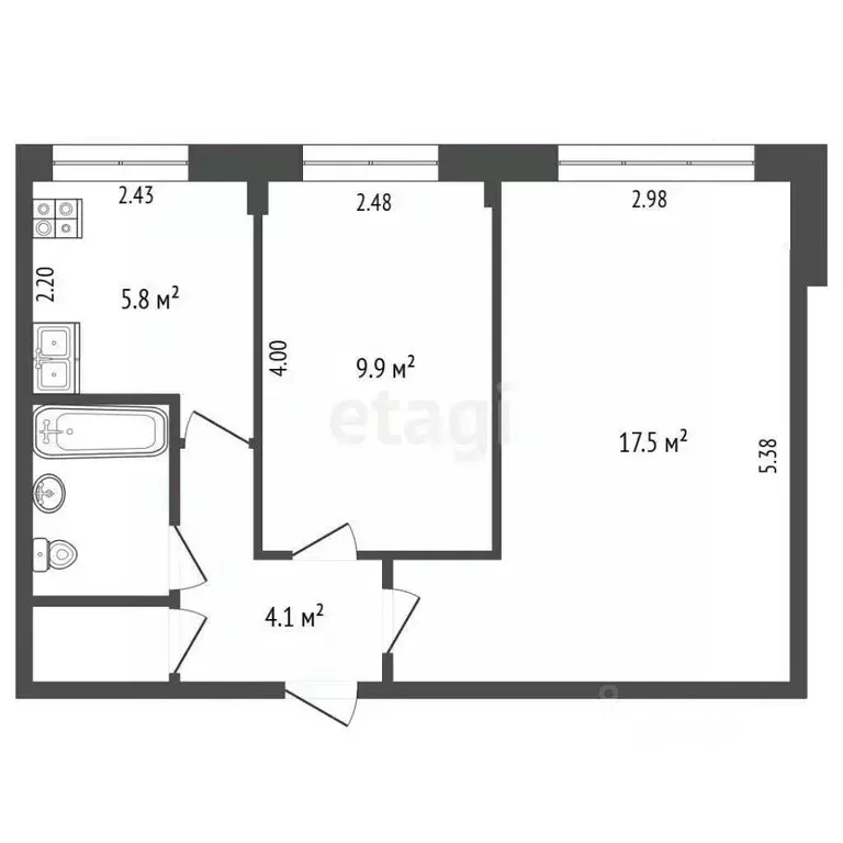 2-к кв. Архангельская область, Архангельск ул. В.И. Воронина, 45 (41.9 ... - Фото 0