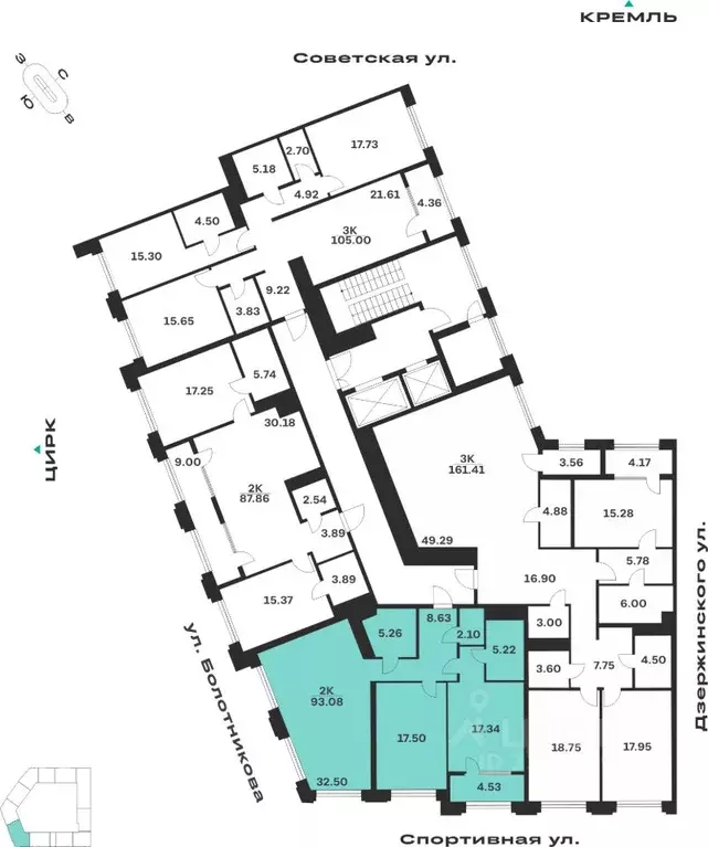 2-к кв. Тульская область, Тула ул. Болотникова, 4 (93.08 м) - Фото 2