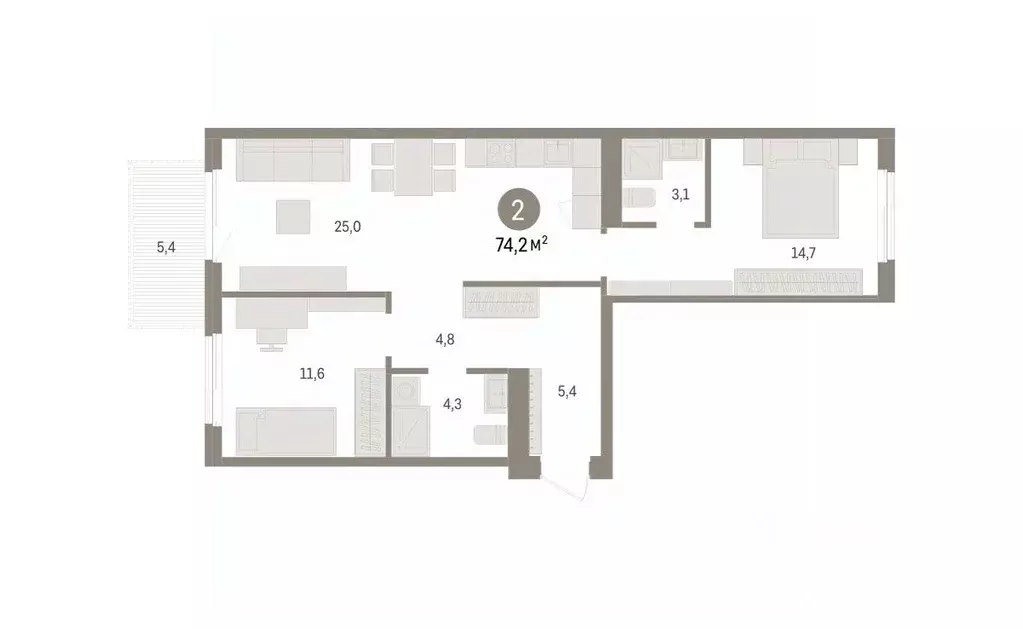 2-к кв. Новосибирская область, Новосибирский район, Краснообск рп, 3-й ... - Фото 2