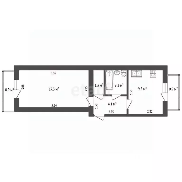 1-к кв. Крым, Феодосия ул. Челнокова, 62А (35.5 м) - Фото 2