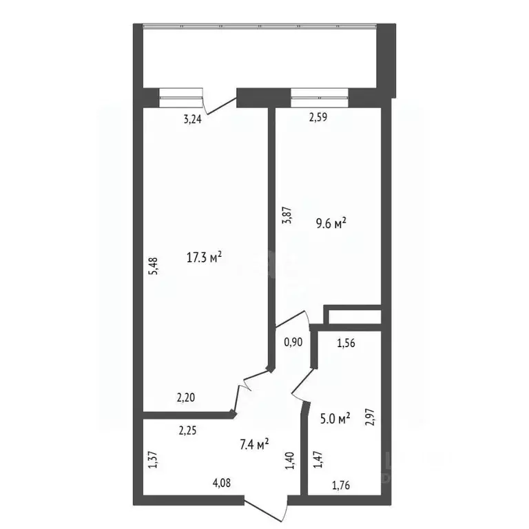 1-к кв. Амурская область, Благовещенск Новая ул., 11 (42.3 м) - Фото 2