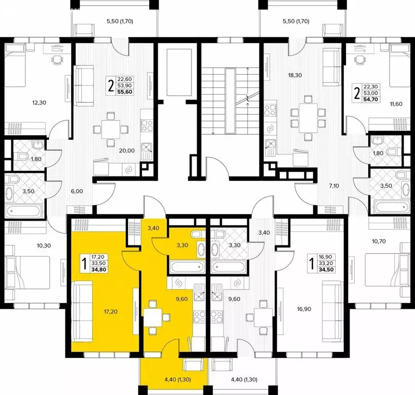 1-комнатная квартира: Сукко, жилой комплекс Кипарис (34.8 м) - Фото 2