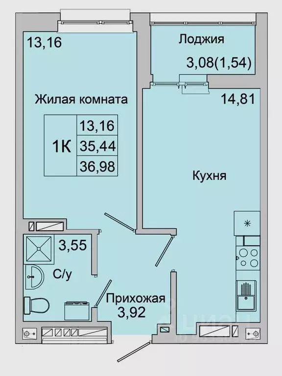 1-к кв. Ростовская область, Батайск ул. Булгакова, 11 (36.98 м) - Фото 1