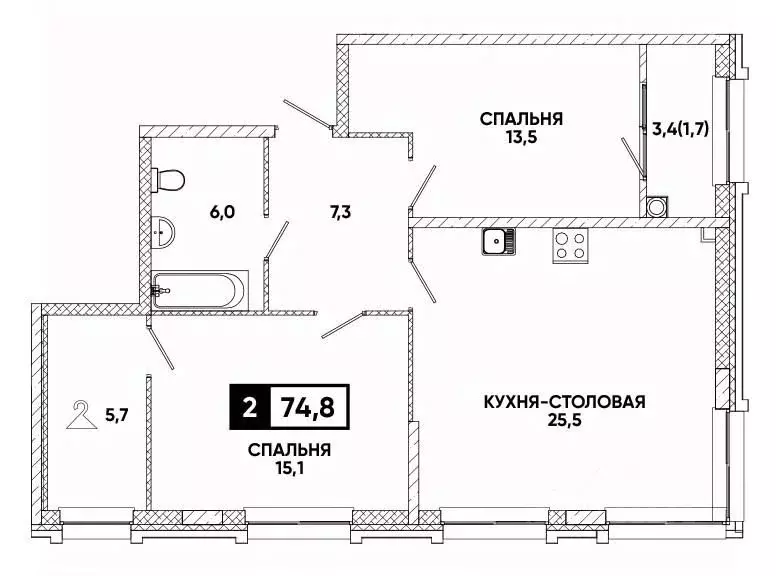 1-к кв. Ставропольский край, Кисловодск Клубный Печорин кв-л,  (74.8 ... - Фото 0
